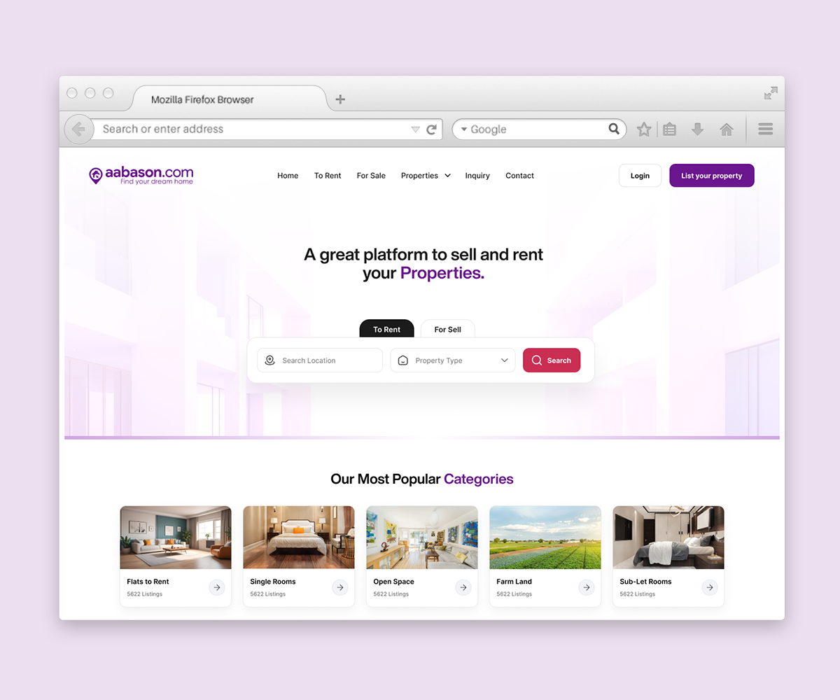 Aabson redesign screens